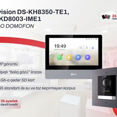 Video Domofon Dəsti (2 il zəmanət) Hikvision DS‑KD8003‑IME1 + DS‑KH8350‑TE1