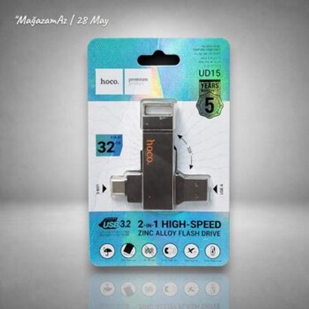 Hoco UD15 32GB USB 3.2 2-in-1 Flash Drive (USB-A + Type-C)