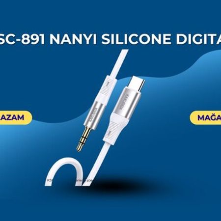 KSC-891 NANYI silicone digital audio conversion cable (3.5mm-Type C) white – Kompüter aksesuarları – ucuztap.az