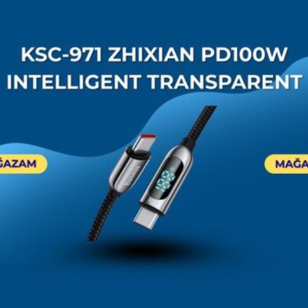 KSC-971 ZHIXIAN PD100W intelligent transparent digital display charging data cable (Type-C to Type- – Komp… – ucuztap.az