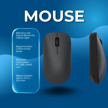 Xiaomi Mouse lite 2 Black 2gen – Kompüter aksesuarları – ucuztap.az