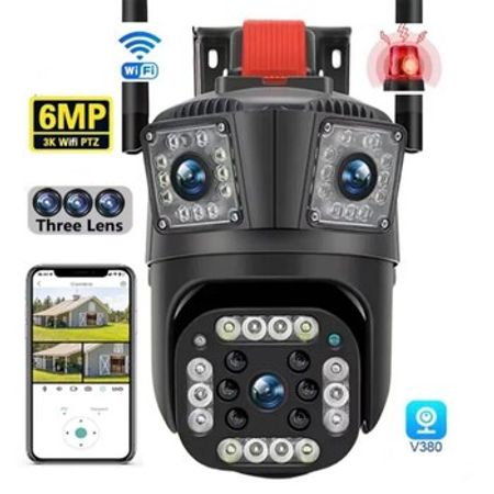 Simsiz Wifi ptz 3 kamera 360° 8mp/4K +64GB