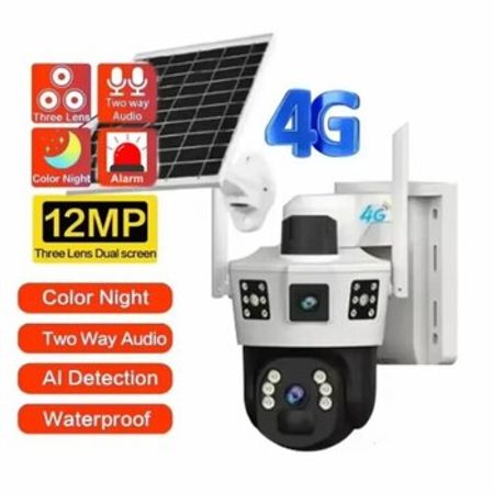 4G Sim kartlı Solar 360° FHD kamera 12MP/4K+64GB