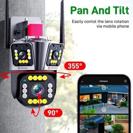 Wi-Fi PTZ kamera 360°FHD 12MP/4K+64GB