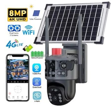 4G Sim kartlı Solar 360° FHD kamera 12MP/4K+64GB