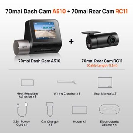 Videoqeydiyyatçı "70mai Dash Cam A510-1 Set"