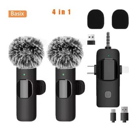 Wireless cüt yaxa mikrofonu 4in1