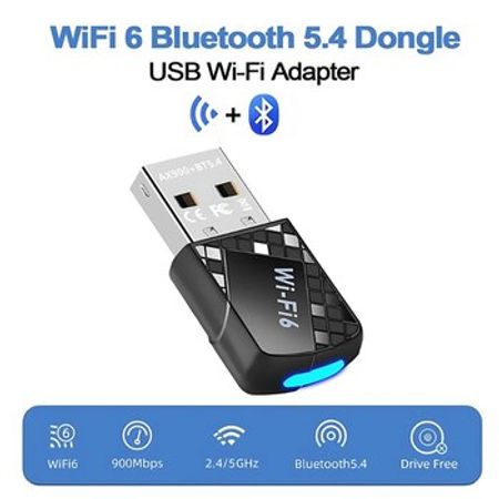 "USB Wi-Fi 6 900Mbps" bluetooth adapteri