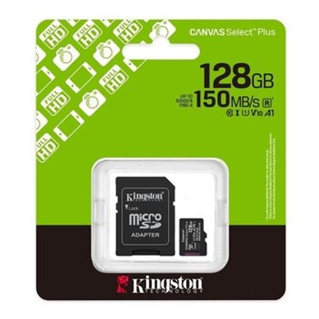 MikroSD Kingston 128GB microSDXC Canvas Select Plus Gen3 150MB/s A1 Card + Adapter (SDCS3/128GB)