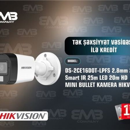 Müşahidə kamerası DS-2CE16DOT-LPFS 2.8mm 2MP Smart IR 25m LED 20m