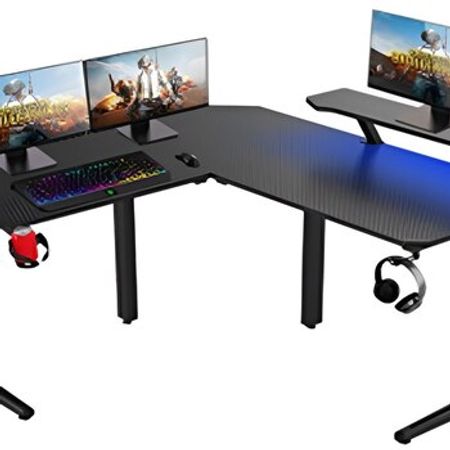 Gaming Desc TR-R black (140+130)*60* 75cm, Cup Holder, Headphone Hook, Shelf with colorful light