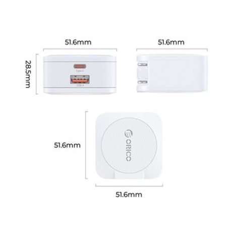 PD Charger ORICO-OR-65AC-C-EU-WH-EP 65W USB C Charger, GaN Travel Charger, Fast Charging, Dual Port – Komp… – ucuztap.az