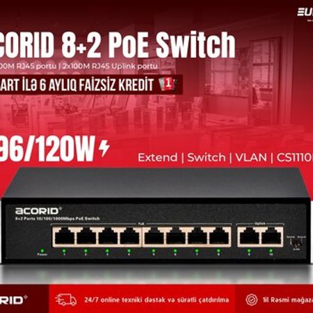 8-Portlu PoE Switch Acorid CS1110P – Şəbəkə avadanlıqları – ucuztap.az