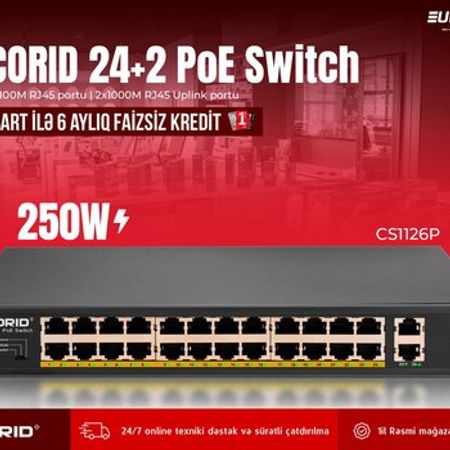 24-Portlu PoE Switch Acorid CS1126P – Şəbəkə avadanlıqları – ucuztap.az