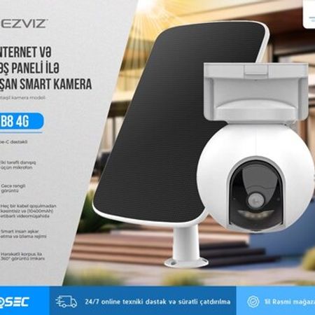 4G simsiz internet və günəş paneli ilə çalışan müşahidə kamerası Ezviz EB8 – Təhlükəsizlik avadanlığı – ucuztap.az