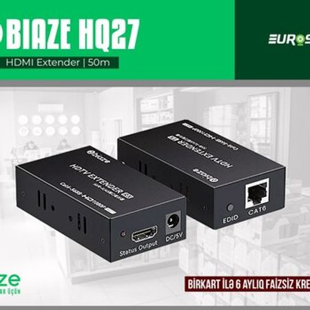 BIAZE HDMI uzadıcı HQ27 - HDMI Extender 50m – Şəbəkə avadanlıqları – ucuztap.az
