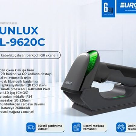 Simsiz Barkod və QR kod skaneri "Sunlux XL-9620C"
