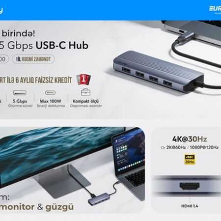 4K dəstəkli USB çoxaldıcı "Cudy UH500"