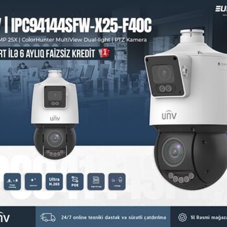 UNV PTZ kamera "IPC94144SFW-X25-F40C 4MP+4MP 25X"