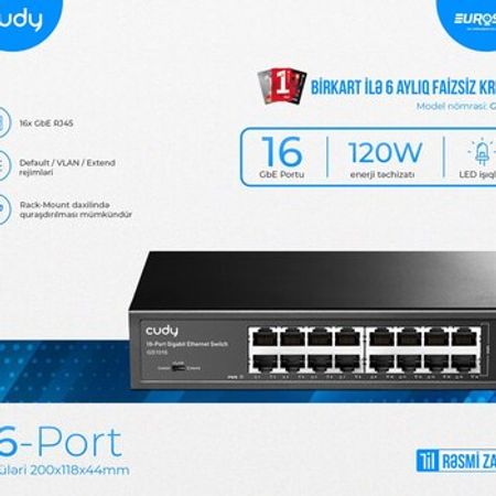 16-Port Gigabit Switch Cudy GS1016 – Şəbəkə avadanlıqları – ucuztap.az
