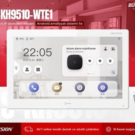 Android əməliyyat sistemi ilə domofon "Hikvision DS-KH9510-WTE1" ağ