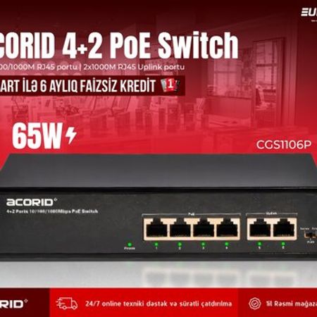 4-Portlu PoE Switch Acorid CS1106P – Şəbəkə avadanlıqları – ucuztap.az