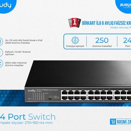 8 portlu switch "CUDY FS1024"