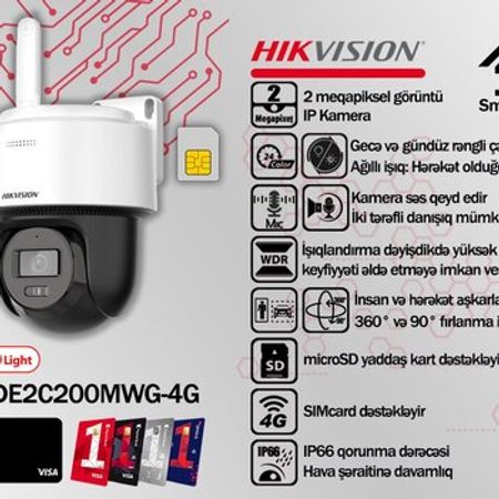 Hikvision 4G IP PT kamerası DS-2DE2C200MWG-4G – Təhlükəsizlik avadanlığı – ucuztap.az