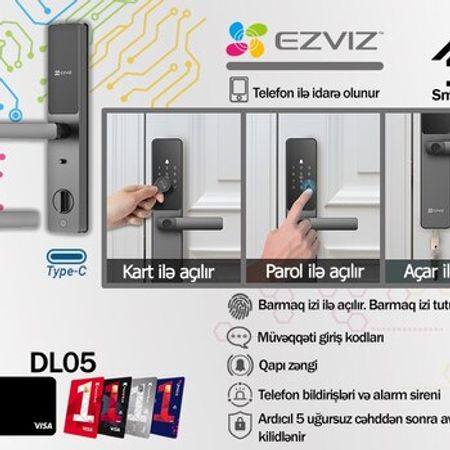 Ezviz DL05 ağıllı qapı kilidi – Təhlükəsizlik avadanlığı – ucuztap.az