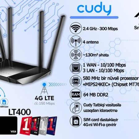 Router Cudy LT400 – Şəbəkə avadanlıqları – ucuztap.az