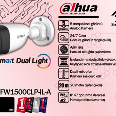 Müşahidə kamerası "Dahua 5mp HFW1500CLP-IL-A"