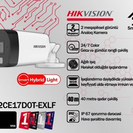 "Hikvision" DS-2CE17D0T-EXLF analoq 2mp kamerası
