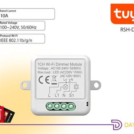 RSH-DM01 Simsiz 1 Kanal Ağıllı Dimmer Açarı (WiFi/ZigBee seçimli) – Ev və bağ üçün işiqlandırma – ucuztap.az
