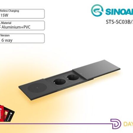 Sinoamigo STS-SC03B/3F/Qi masa üçün quraşdırılan elektrik çıxış bloku və simsiz şarj modulu