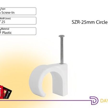 SZR 25mm Ağ Plastik Dairəvi Kabel Klipləri, vintlə montaj