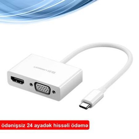30843 UGREEN USB Type-C to HDMI + VGA  Converter (White) MM123