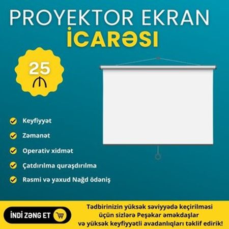 Proyektor pərdəsi icarəsi – Biznes üçün avadanlıq – ucuztap.az