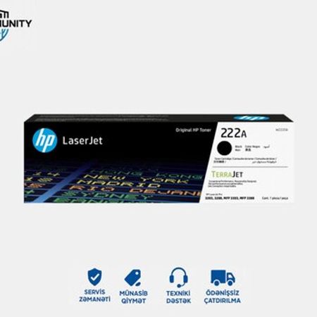 "HP 222A" Black Original LaserJet Toner Cartridge (W2210A)
