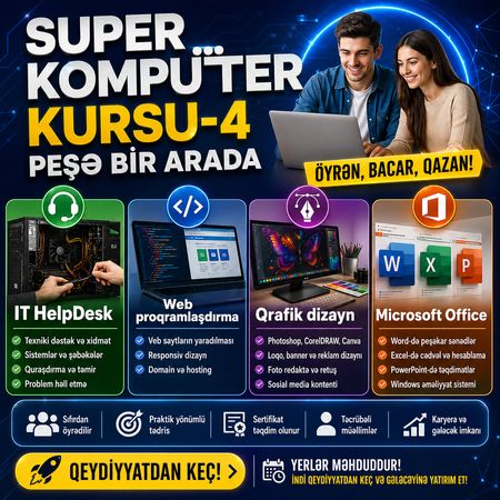Super Kompüter kursu - 4 peşə 1 arada