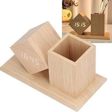 Dekorativ elektron saat və qələm qabı