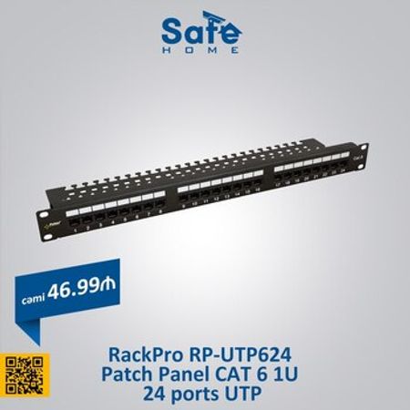 RackPro RP-Utp624  Patch Panel Cat 6 1U  24 ports UTP