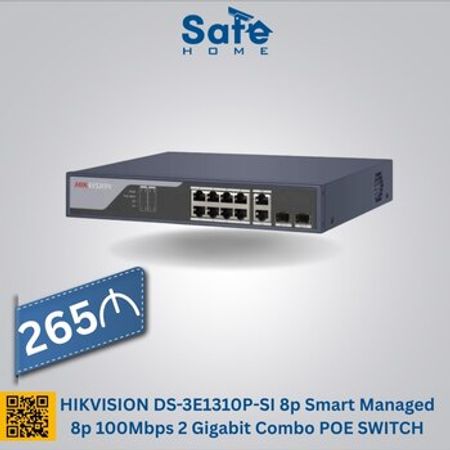 HIKVISION DS-3E1310P-SI 8p Smart Managed 8p 100Mbps 2 Gigabit Combo POE SWITCH
