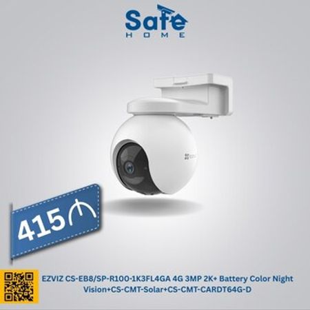 EZVIZ CS-EB8/SP-R100-1K3FL4GA 4G 3MP 2K+ Battery Color Night Vision+CS-CMT-Solar+CS-CMT-CARDT64G-D