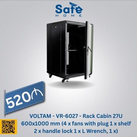 VOLTAM - VR-6027 - Rack Cabin 27U 600x1000 mm (4 x fans with plug 1 x shelf 2 x handle lock 1 x L Wr – Şəb… – ucuztap.az