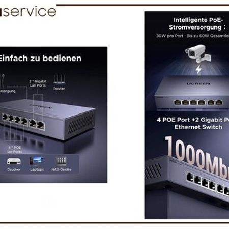 UGREEN 6-Port PoE Gigabit Ethernet Switch CM741 35371EU