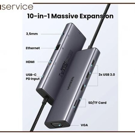 UGREEN USB C Hub 10-in-1 Multifunctional adapteri 15601 – Kompüter aksesuarları – ucuztap.az