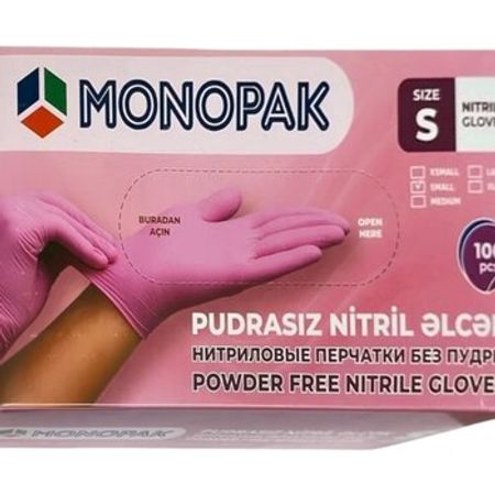 Nitril Çəhrayı Pudrasız Əlcək S M L