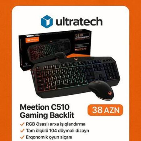 Meetion C510 RGB backlit klaviatura + siçan (gaming combo)