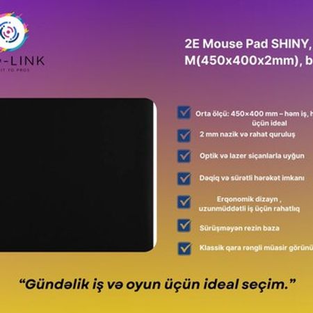 Mouse Pad 2E  SHINY, M(450x400x2mm), black