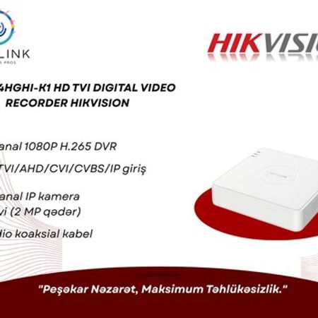 TVI DIGITAL VIDEO RECORDER Hikvision DS-7104HGHI-K1 HD – Təhlükəsizlik avadanlığı – ucuztap.az